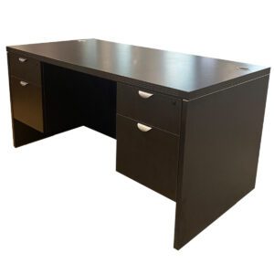 60" W Espresso Laminated Desk W/ Two Hanging Pedestal