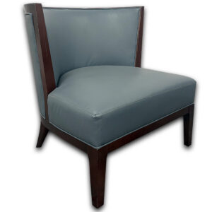 Used 29.5"W Blue Lounge Chair Used lounge chair featuring blue upholstered seating with an exposed wood frame and curved back design. The compact footprint and supportive seating make it well suited for reception areas, executive offices, and lounge environments. Blue upholstered seat and back Exposed wood frame with curved profile Padded seat and back cushions Dimensions: 29.5" W × 31" D × 30" H Perfect for reception areas, waiting rooms, executive offices, and collaborative workspaces.