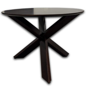 Used 42" Espresso Meeting Table W/ X Style Base Used round table featuring an espresso laminate finish and distinctive geometric base. Provides a comfortable meeting surface for small group discussions, cafés, and collaborative spaces. Espresso finish 42" round top Geometric base Commercial-grade construction Dimensions: 42" Diameter x 29"H Ideal for offices, break rooms, and collaborative workspaces.