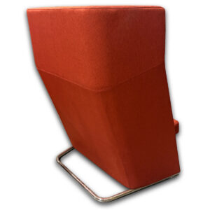 Gallery Used 36" W Sunset Orange High Back Lounge Chair W/ Polished Metal Sled Base