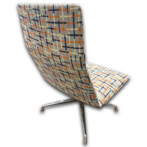 Gallery Used Pattern Upholstered High Back Lounge Chair - Polished Swivel Base