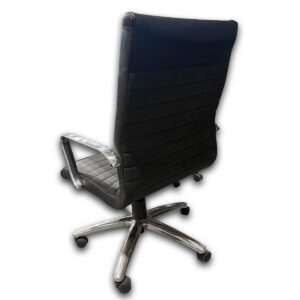 Gallery Used Black Vinyl Conference Chair with Polished Metal Frame