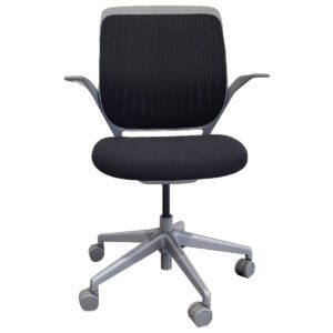 Steelcase Cobi Multipurpose Chair W/ Black Meshback Upholstered Seat An Fixed Arms