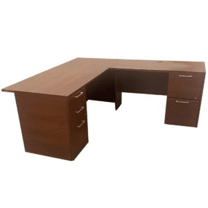 Gallery 72" W Cherry Laminate Groupe LaCasse L-Shape Desk W/ BBF & FF Pedestals RH