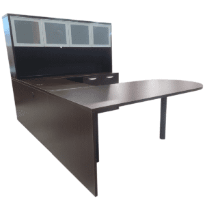 OFD U-Shape Desk In Espresso W/ Hutch & Combo File