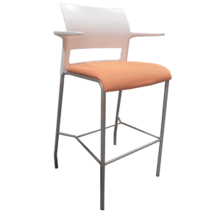 Steelcase Move Stool W/ Arms & Orange Padded Seat