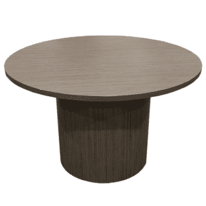 48" Round Commercial Table in Grey Woodgrain Laminate Upgrade your commercial space with this robust 48-inch round table. Featuring a grey woodgrain laminate finish, it's designed for durability and style, suitable for various commercial settings. Features: Design: Round table with a grey woodgrain laminate finish. Dimensions: 48" diameter x 30" height. Material: Durable laminate surface, ideal for high-traffic areas. Perfect for conference rooms, break rooms, or collaborative workspaces, this table combines functionality with a professional appearance