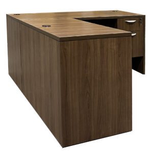 Gallery Used Walnut 65" W LH L-Shape Desk with Dual BF Hanging Pedestals