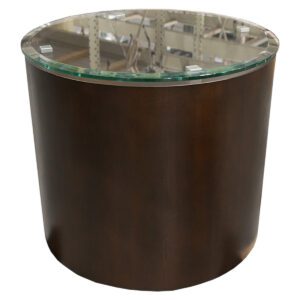National 24" Espresso Drum Table With Glass Top Dimensions:  24" Round x 21" Height