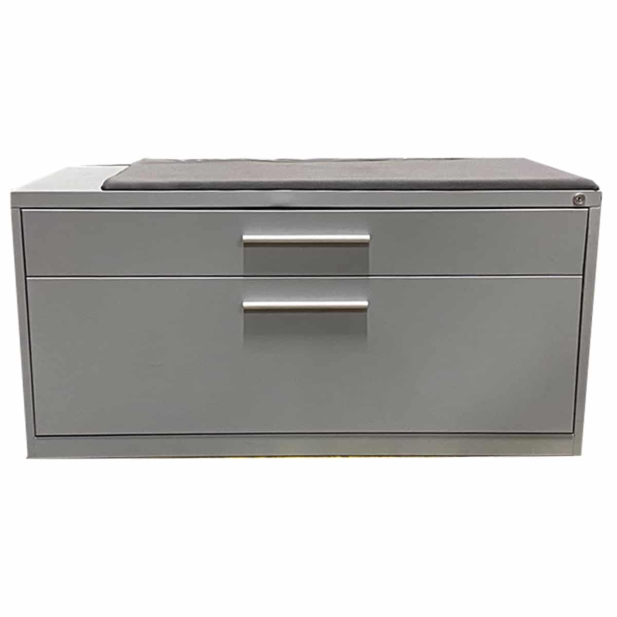 Clear Design Cabinet With Gray Cushion Top | Office Furniture Plus ...