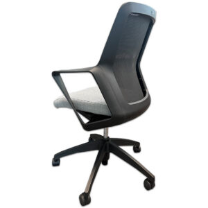 Gallery Used Gray Upholstered Mesh Back Conference Chair with Fixed Arms