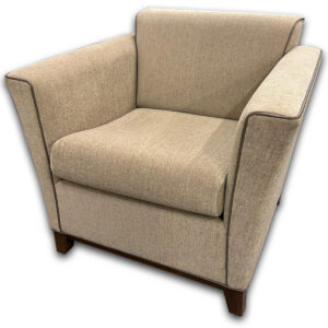 Used 34" W National Tan Lounge Chair The Used National Tan Lounge Chair provides comfortable seating for reception areas, executive offices, and lounge spaces. Its supportive upholstered seat, high back, and generously padded arms create a welcoming seating option, while the solid wood base provides dependable stability for everyday commercial use. Upholstered seat, back, and armrests in tan fabric Solid wood base and legs provide stable support Wide seat with supportive back for lasting comfort Dimensions: Overall: 34" W × 30" D × 31.5" H Seat: 21" W × 20" D × 16.5" H Mainly for commercial use, this used National lounge chair is ideal for reception areas, executive offices, waiting rooms, healthcare facilities, hospitality spaces, and employee lounge areas.
