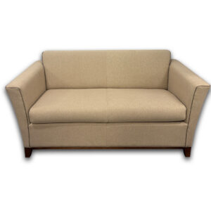 Used 62" W National Monterrey Sofa - Tan The Used National Monterrey Sofa provides comfortable seating for reception areas, executive offices, and collaborative spaces. Its clean transitional design features supportive cushions, gently flared arms, and solid wood feet, making it a welcoming addition to professional environments. Fully upholstered seat, back, and arms for lasting comfort Solid hardwood feet with commercial-grade construction Thick seat cushions provide supportive guest seating Dimensions: 62" W × 26" D × 31" H Seat: 50" W × 20" D Seat Height: 16" H Mainly for commercial use, this used National Monterrey sofa is ideal for reception areas, healthcare waiting rooms, executive offices, lobbies, and collaborative lounge spaces.