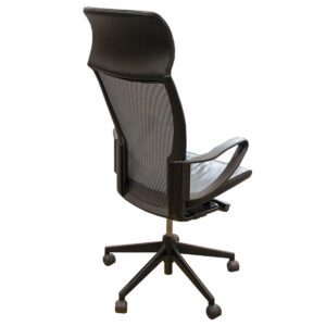 Gallery Used Haworth High-Back Mesh-Back Conference Chair in Black W/ Headrest Fixed Loop Arms