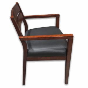 Gallery Used Dark Cherry Guest Chair With Black Vinyl Seat
