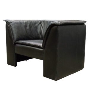 Leather Lounge Chair In Black a Perfect blend of comfort and durability. Crafted with premium materials, this chair offers a luxurious seating experience while standing the test of time. Its plush cushioning ensures optimal comfort, making it ideal for extended lounging or waiting periods. With its sleek design and sturdy construction, our black leather lounge chair is the perfect choice for any commercial reception or lounge area, providing both style and durability.