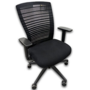 Used AIS Natick Office Chair In Black The Used AIS Natick Office Chair In Black features a mesh back with a cushioned fabric seat for everyday office seating. Adjustable arms and seat height help accommodate different users throughout the workday. Mesh back for airflow Adjustable armrests Pneumatic height adjustment with five-star rolling base Dimensions: 26.5" W × 28" D × 32–42" H Mainly for commercial use, including workstations, private offices, and general office seating.