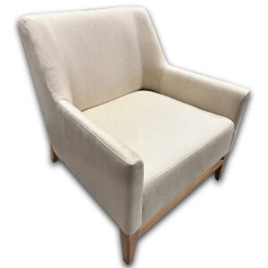 Used HBF Trestle Lounge Chair In Beige W/ Wooden Legs The Used HBF Trestle Lounge Chair provides comfortable guest seating with a fully upholstered seat, back, and integrated arms. Its exposed wood trestle frame supports the chair and makes it a good option for reception, waiting, and private office areas. Fully upholstered seat, back, and arms Exposed wood trestle frame and legs Wide cushioned seat with supportive back Dimensions: 30" W × 30.5" D × 31.5" H Mainly for commercial use, including reception areas, waiting rooms, executive offices, lounges, and collaborative spaces.