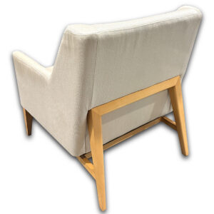 Gallery Used HBF Trestle Lounge Chair In Beige W/ Wooden Legs