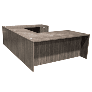 71" W Grey Woodgrain Laminated U-Shape Desk W/ BBF & BF Pedestal