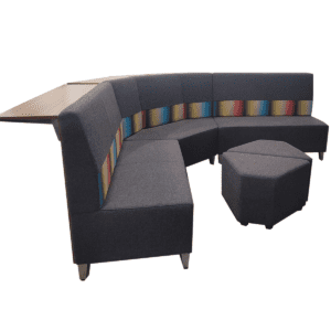 National Fringe Series Dark Grey Upholstered Bench W/ Rear Standing Tabletop