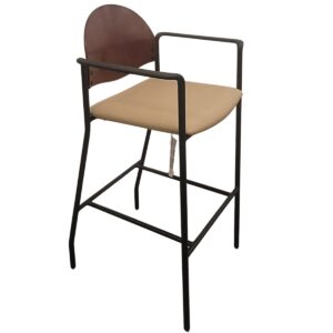 National Stool Modern Walnut Back W/ Tan Upholstered Seat