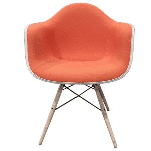 Herman Miller Eames Series Orange Upholstered Guest Chair W/ Wood Legs