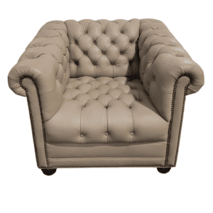 Cream Leather Tufted Club Chair By Cabot Wren