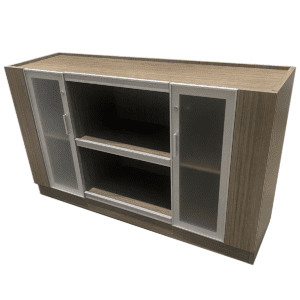 5" W Drift-Wood Grey Buffet Credenza W/ Glass Doors