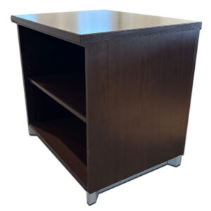 Used 30" W National Epic Series One-Shelf Bookcase  Compact One-shelf bookcase from National the Epic Series, offering practical storage in a low-profile design suitable for small offices or shared workspaces. Walnut One shelves Compact footprint Dimensions: 30″W x 14″D x 28″H Ideal for private offices, reception areas, or collaborative workstations.