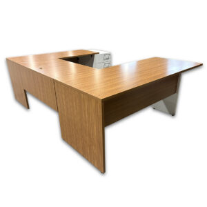 Gallery Used 71″ W Group Lacasse U-Shape Desk W/ Pedestal – Modern Walnut / White
