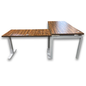 Gallery Used Clear Design Butcher Block L-Shape Desk W/ Sit-Stand Return