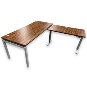 Gallery Used Clear Design Butcher Block L-Shape Desk W/ Sit-Stand Return