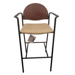 Gallery National Stool Modern Walnut Back W/ Tan Upholstered Seat