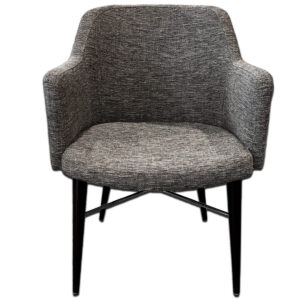 Gallery Used Gray Fabric Guest Chair – Espresso Legs & Polished Metal