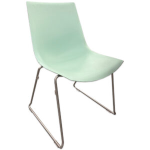 Teal Amadeus Leland Stacking Chair The Used Leland Amadeus Stacking Chair features a one-piece molded seat and back supported by a metal sled base. The armless design works well for training rooms, meeting spaces, cafeterias, and other areas requiring flexible seating. One-piece molded seat and back Metal sled base Stackable design Dimensions: Overall: 21" W × 20" D × 32" H Seat: 18" W × 16" D × 14.5" H Mainly for commercial use, including training rooms, conference areas, cafeterias, breakrooms, and multipurpose spaces.