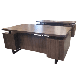 Safco Desk & Credenza Set In Modern Walnut