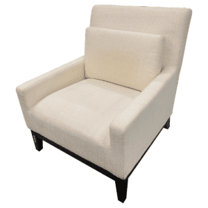 Cream Upholstered Lounge Chair W/ Espresso Legs
