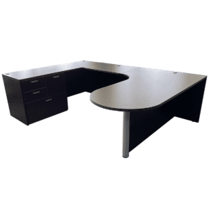 72" W Espresso U-shape P-Top Desk W/ Combination File