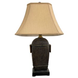 Black Dotted Lamp W/ Tan Shade