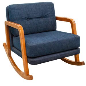 Clear Design KOZE Series Rocking Chair in Blue Upholstery