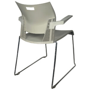 Gallery Used Global Duet Series Stacking Chair in Tan with Polished Metal Frame