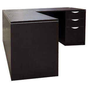 Gallery Used 65" W Espresso Laminated L-Shape Desk with BBF & FF Pedestal LH