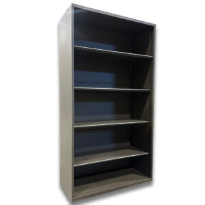 Used 36" W Steelcase 4-Shelf Metal Bookcase in Dark Gray This durable metal bookcase from Steelcase offers four spacious shelves for storing books, files, or display items. The dark gray finish adds a sleek, professional look to any workspace. Sturdy all-metal construction Four adjustable open-access shelves Dark gray powder-coated finish Dimensions: 36"W x 15"D x 65.1/8"H Ideal for offices, storage rooms, and professional environments.