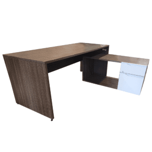 72" W Lacasse Group Modern Walnut Desk W/ Box File Combo Shelf RH