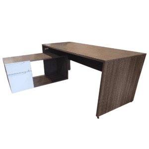 72" W Lacasse Group Modern Walnut Desk W/ Box File Combo Shelf LH