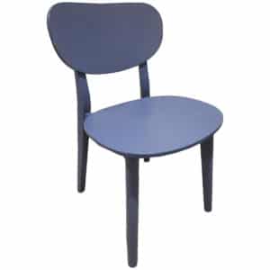 Wooden Side Chair In Blue Finish