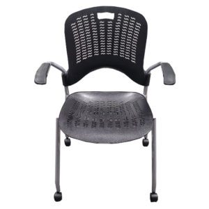 Safeco Sassy Black Polymer Training Room Chairs W/ Arms & Casters