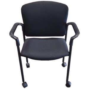 Gallery Hon Guest Chair Black Upholstered W/ Casters