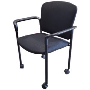 Hon Guest Chair Black Upholstered W/ Casters